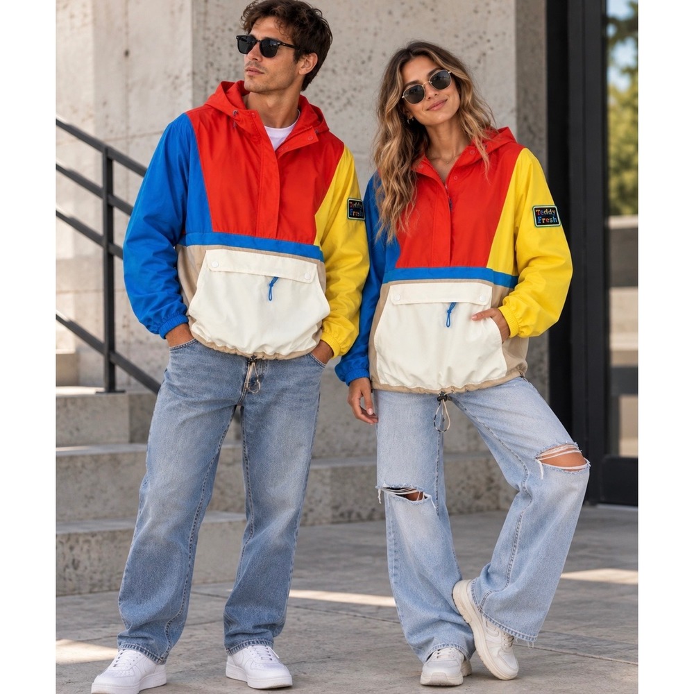 Teddy Fresh Y2K Colorblock Anorak Windbreaker Jacket Men's Large Unisex